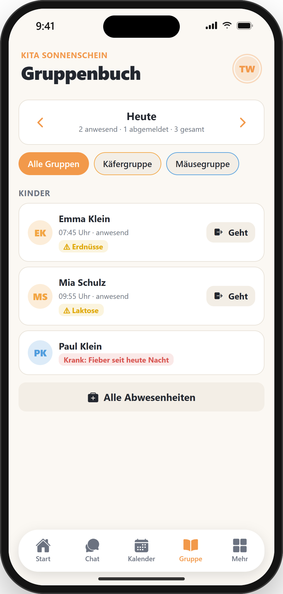 Gruppenbuch der Kita